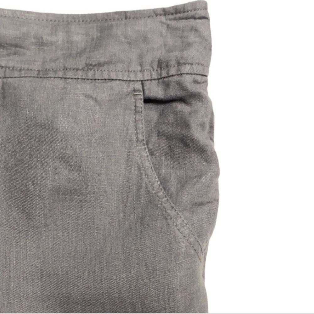 JNY Gray Linen Zip Fly Drawstring Shorts Pockets Women Size 10 - Picture 8 of 13